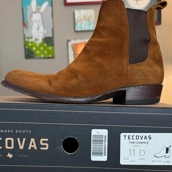 Tecovas Men\'s Rust Suede \'Chance\' Boots Tecovas The Chance Rust Brown Suede Urban Chelsea Boots Mens  main image 2